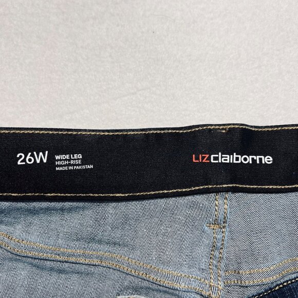 Liz Claiborne Women Wide Leg High Rise Stretch Blue Denim Jeans Plus Sz 26W NWT - Picture 7 of 12
